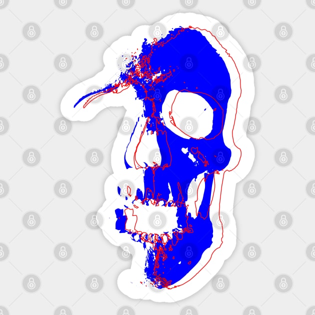 Neon Blue Skull Sticker by CJ Ramirez